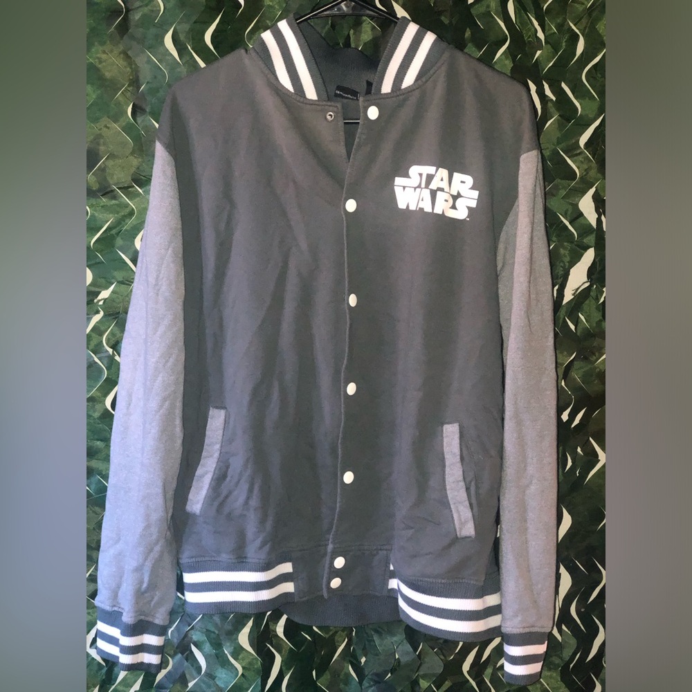 Star Wars Gray and White Varsity Jacket 🔥